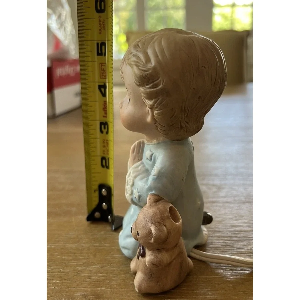Vintage I.W. Rice Porcelain Child Bear Praying Lamp/ Night Light